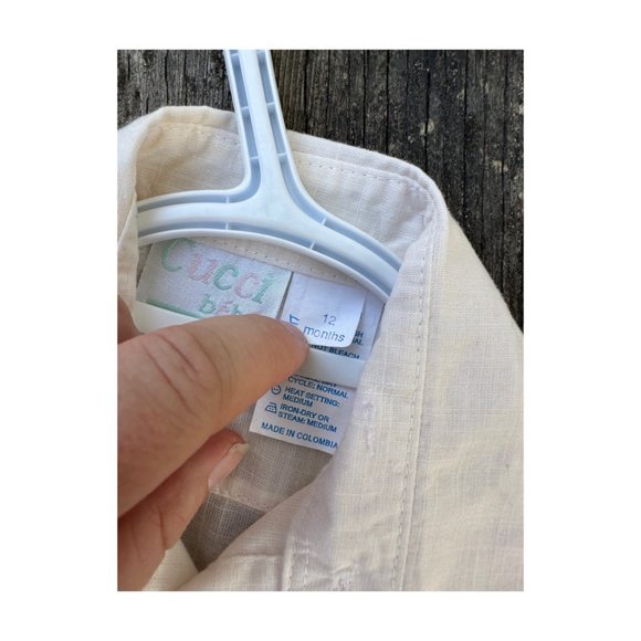 Cucci Bebe Gauze Button Up Shirt 100% Cotton Beige Sheer Sz 12 Months - Picture 3 of 4